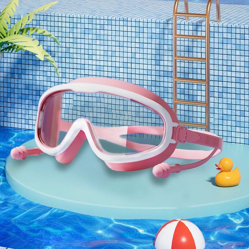 Kinder-High-Definition-Anti-Beschlag-Schwimmbrille für Jungen und Mädchen - Wasserdichte Tauchmaske mit großem Rahmen für Wassersport