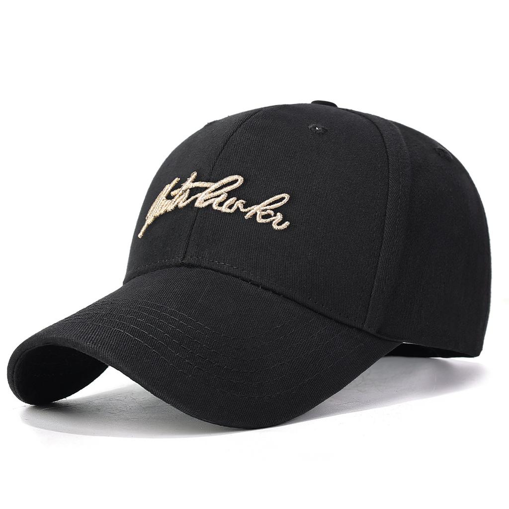 Korean-Style Retro Four-Season Washed Cotton Baseball Cap With Letter Embroidery, Unisex Hard-Top Simple Casual Dad Hat