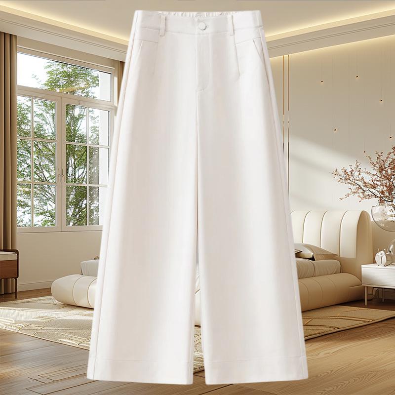 

High-Waisted, Petite, Wide-Leg Women s Cropped Suit Pants - 2026 Spring/Summer 26/S (85-95 jin) перлина білого кольору