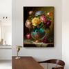 Scandinavian Bright Still Life with Flowers, Floral Art, Poster, Canvas, Painting, Abstract Vintage Wall Art for the Living Room