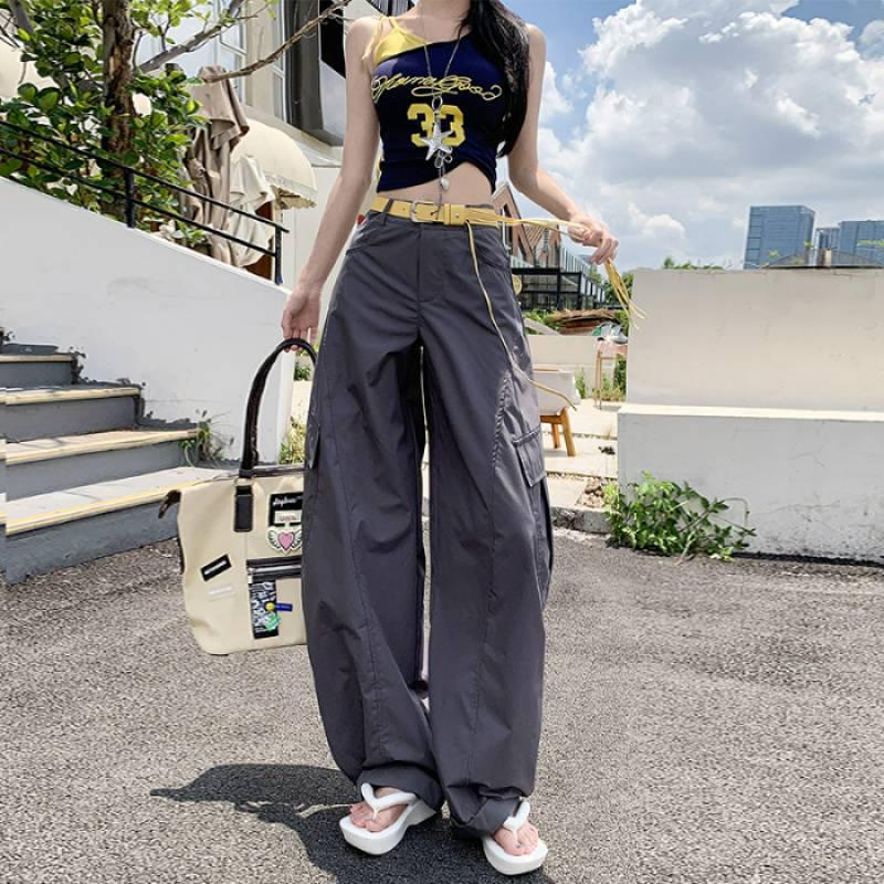 Navy Blue Women s Quick-Dry Cargo Pants with Scimitar Cut M серый