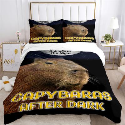 Niedliches Capybara Anime Kawai Ganzjahres-Bettbezug-Set mit Kissenbezug Heimtextil Twin Full Queen King Kindergeschenk