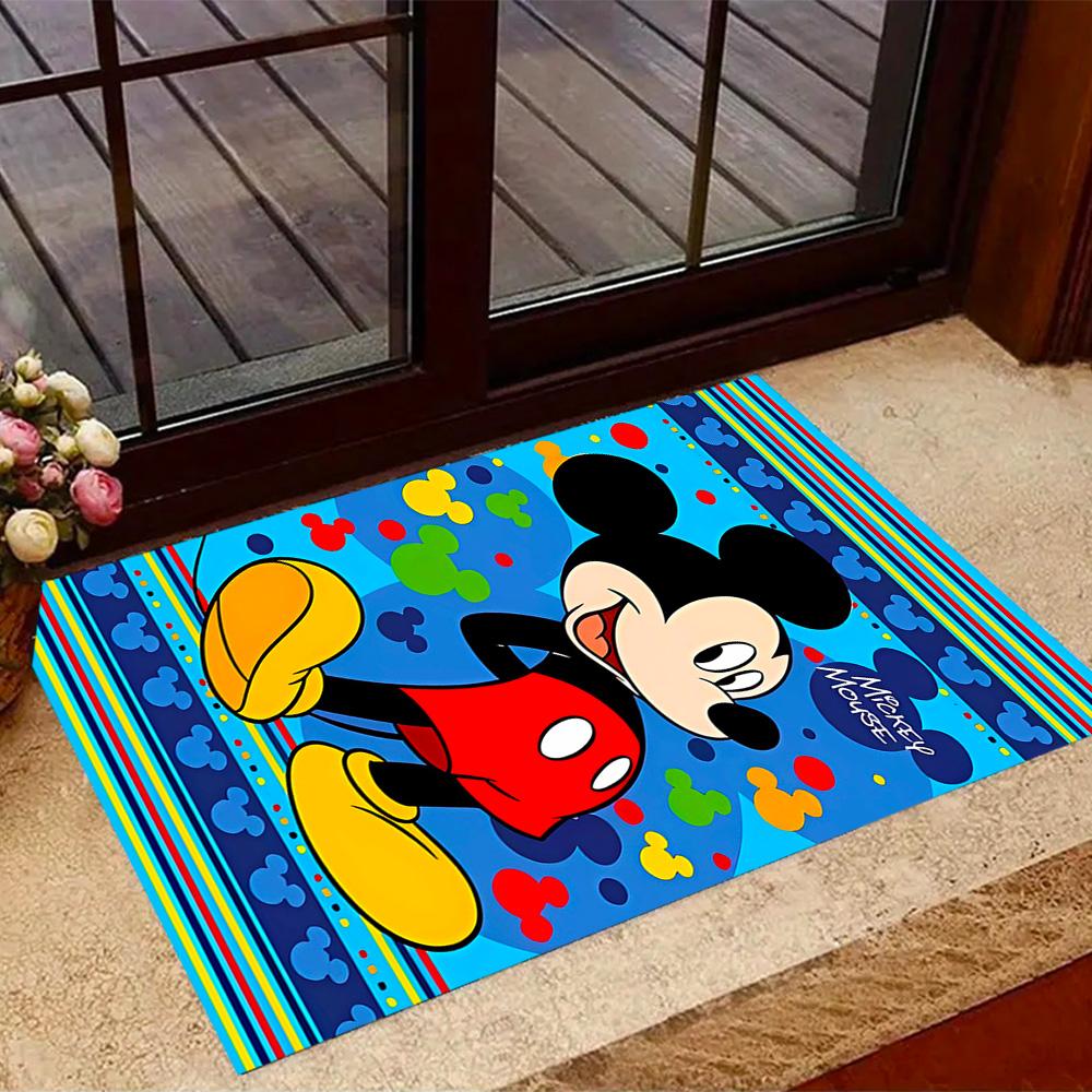Mickey Mouse Adventure Disney Cartoon Theme Anti-Slip Rug - Polyester, Home Decor, Suitable for Bedrooms, Living Rooms, Doorways, and Studios