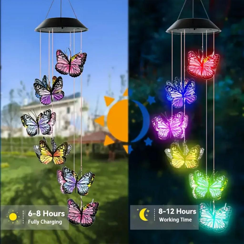 1ks Solární barevné světlo zvonkohry Venkovní vodotěsná závěsná mobilní lampa Pro domov Zahradu Dvůr Patio Festivalová dekorace