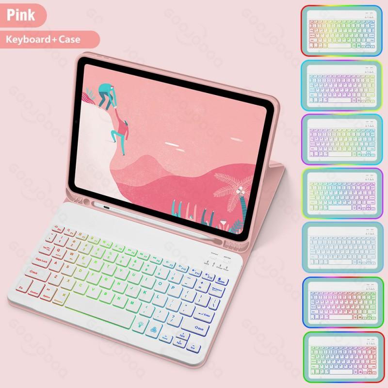 IPad 10th Gen 10.9 Inch Pro 11 Case With RGB Backlit Bluetooth Keyboard Optional LED Mouse TPU Folio Cover