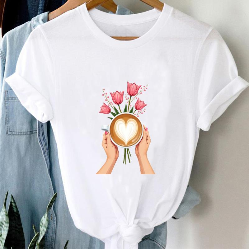 (Asian Size) T Shirt Clothing Lady O-neck Lovely Vacation Short Sleeve T-shirts Printed Female Top Casual Fashion Women Graphic Tee