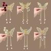 Butterfly Tassel Pearl Hair Claw Red Flower Festival Hairpin For Girls Ponytail Hair Clips Crab Women  Accessories Gifts