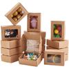 100Pcs Kraft Paper Storage Boxes with Visible Window Square BurlyWood 8.5x6x3cm