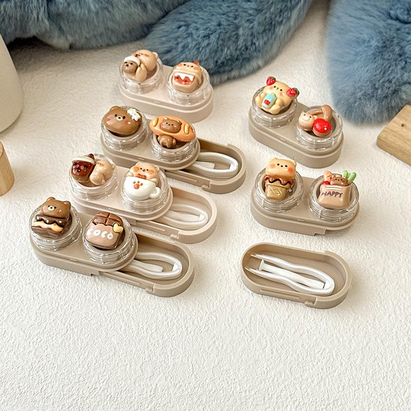 1Pcs Portable Drawer-Style Color Cartoon Contact Care Box Cute Contact Lens Case Mini Drawer Plastic Travel Small Companion Box