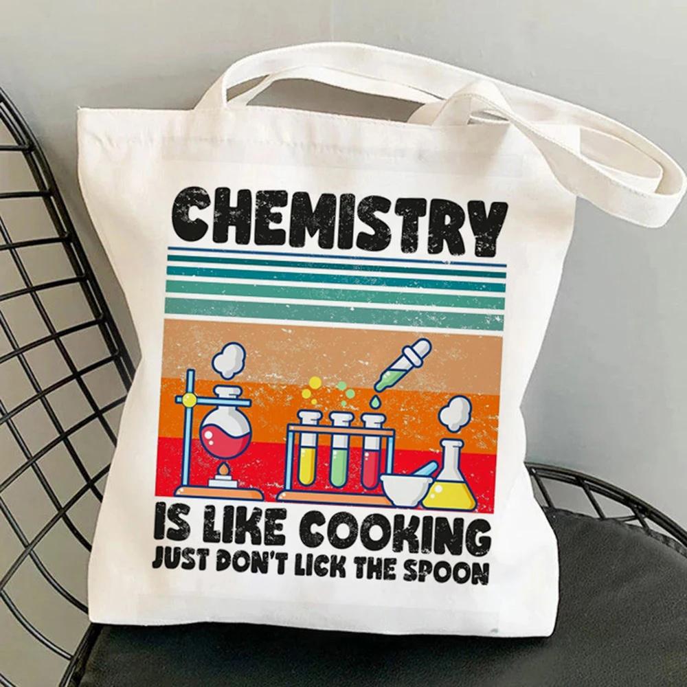 Women Shopping Bag Chemistry Canvas Bag Harajuku Reuseable Shopper Canvas Bag Girl Handbag Tote Shoulder Lady Bags