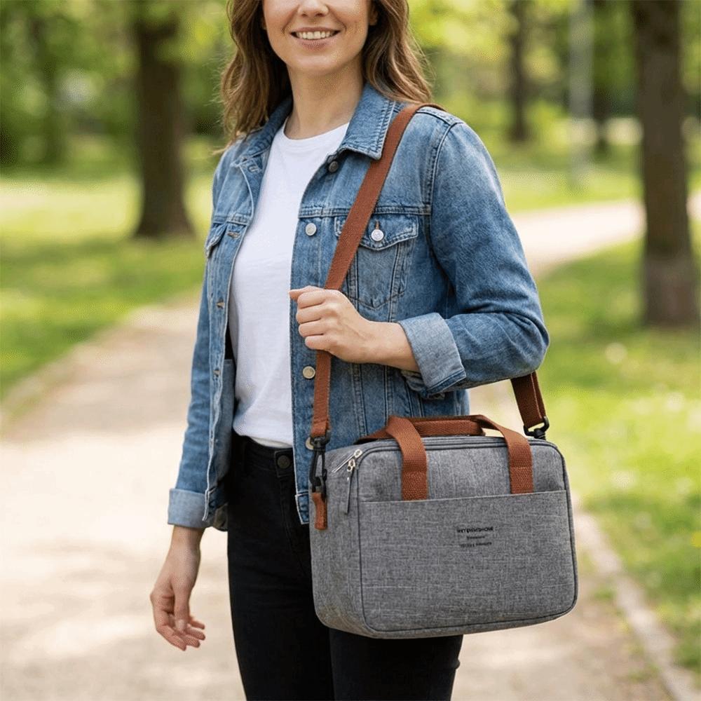 Solid Color Portable Lunch Bag Oxford Cloth Waterproof Thermal Insulated Lunch Box with Handle Large Capacity