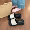 Muffin thick-soled small one-word slippers women's shoes wear 2025 new summer silver sandals