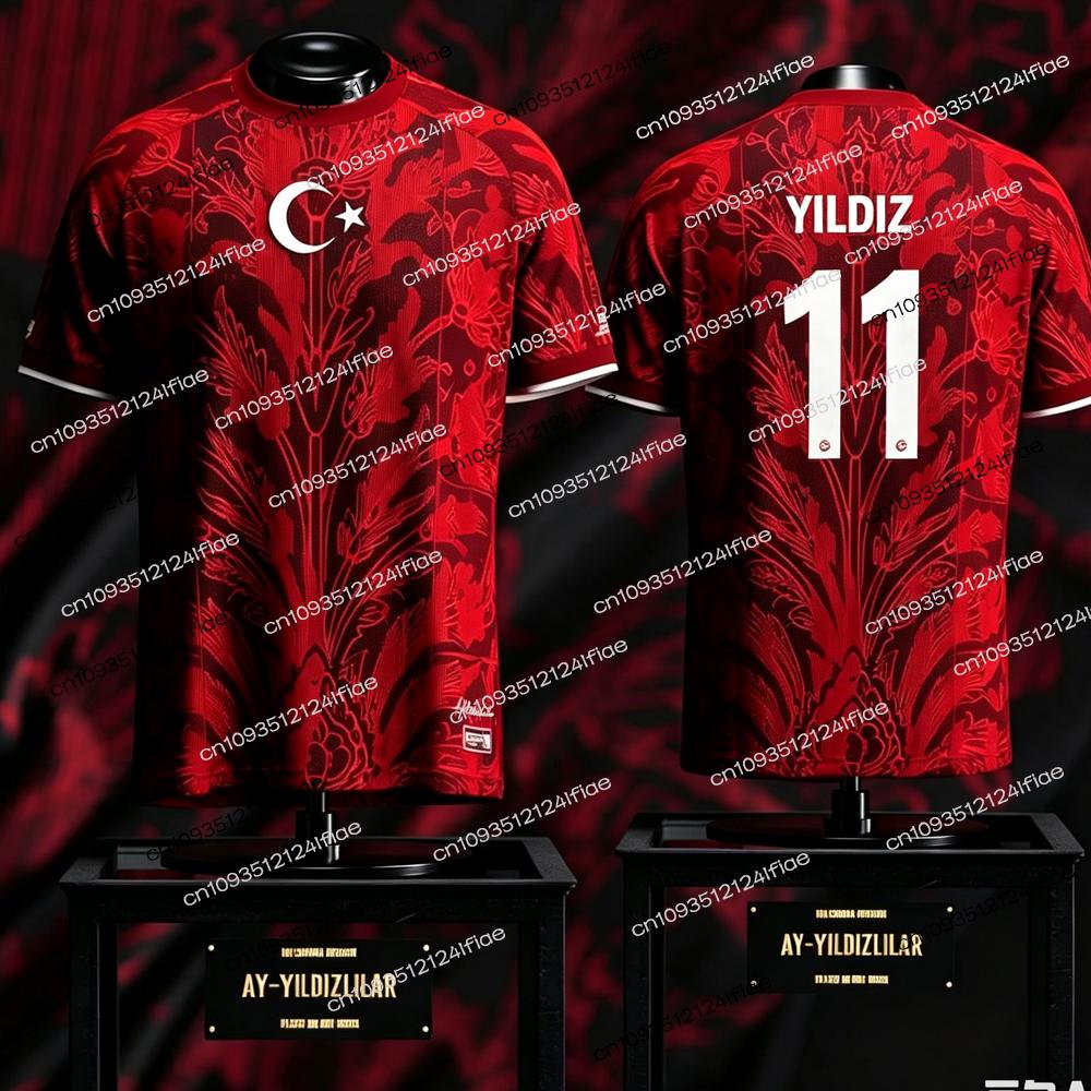 2026 Turkish Men's Football Jersey, Plus Size, Sports Fitness Football Crew Neck Short-Sleeve, Suitable for Outdoor Sports