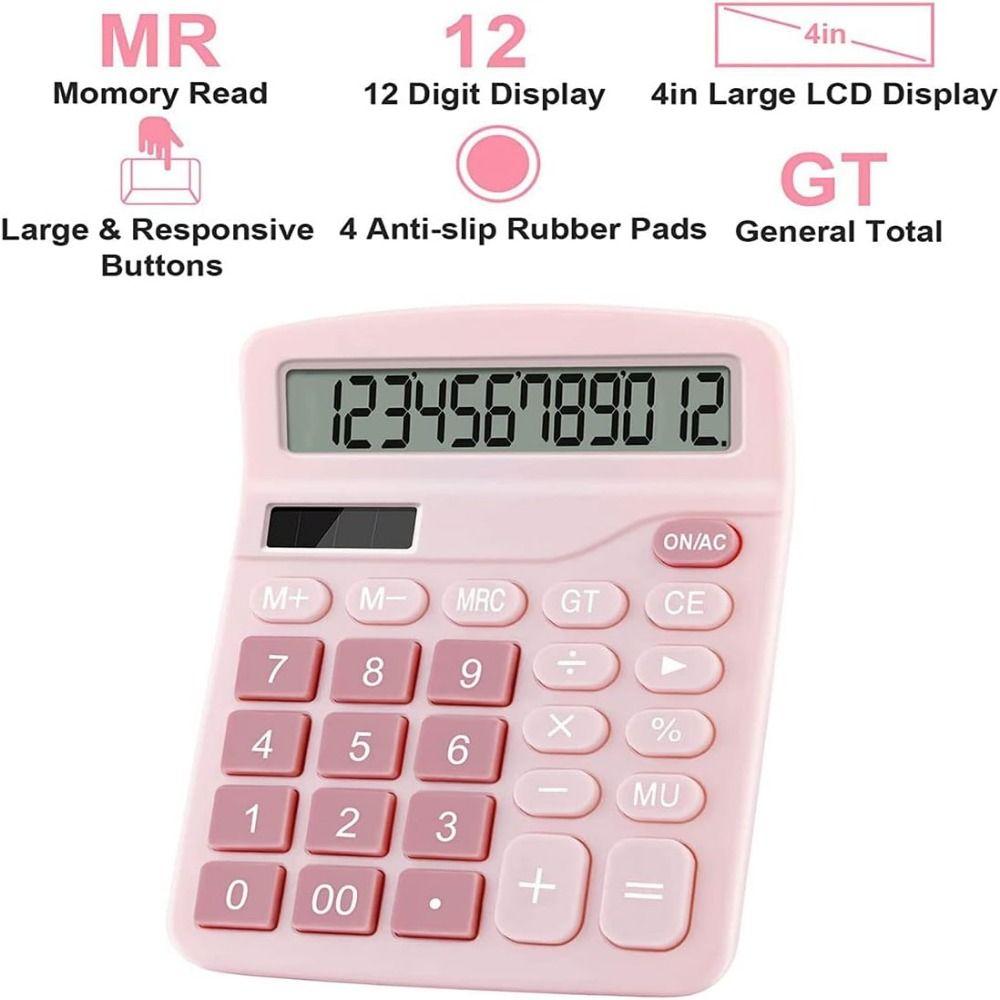 12-Digit Dual Power Calculator Large LCD Display Office Calculator Desktop Calculator  Student Use