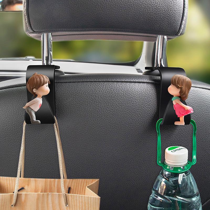 Versatile Car Seat Back Hooks Decorative Car Interior Products Plastic Material Lovely Kiss Couple 1 Pair Hooks