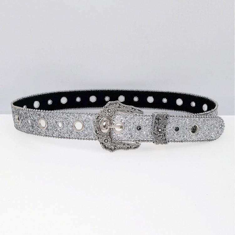  Girl Waistbelt Women Decorative Belt for Pants Skirt Fashion Shimmering Belt Subculture Belt Elegant Sequined Belt