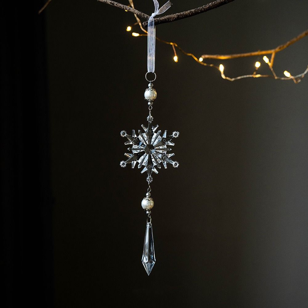 2pcs Acrylic Christmas Clear Snowflake Pendants  Home Xmas Decoration