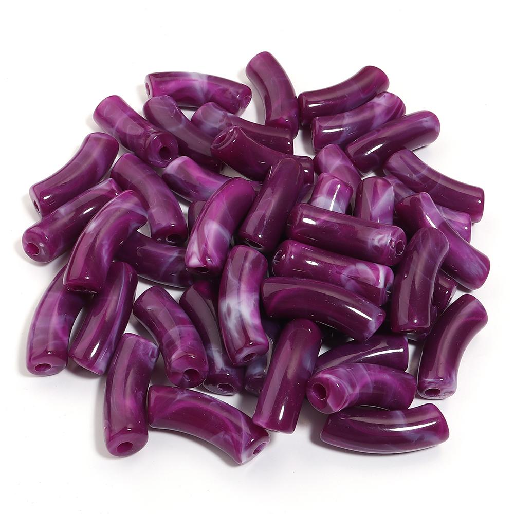 20pcs 35x11mm Acrylic Curved Tube Beads Dual Color Loose Beads For Jewelry Making DIY Handmade Necklace Bracelets Accessories