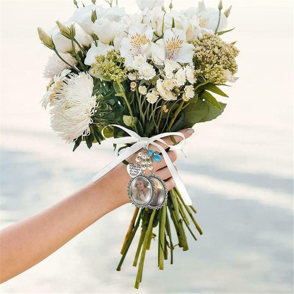 Hochzeit Brautstrauß Herz Fotorahmen Erinnerung Handgemachter Anhänger Mit Herzperlen Anhänger Schmuck