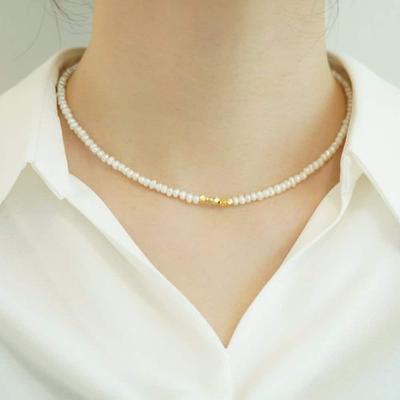 Freshwater Ugly Pearl Silver Necklace 925 Silver Mini