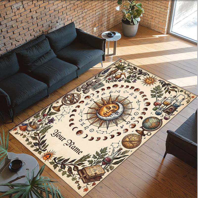 Cosmic Theme Crystal Velvet Floor Rug Personalized Custom Name Text Warm Carpet Home Decoration
