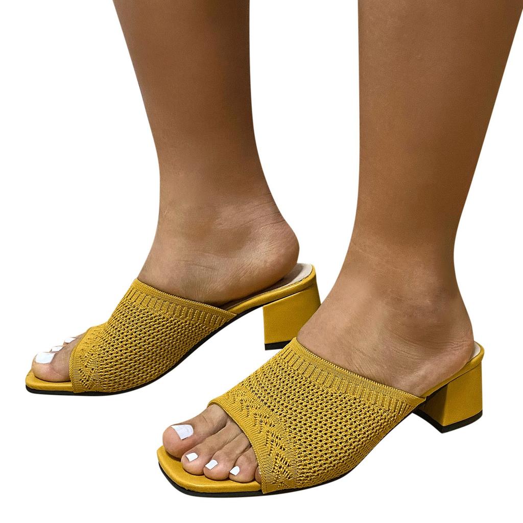 Spring And Summer Mid Heel Women Sandals And Slippers Flying Woven Breathable Mom Slippers For Women Mukluk Slippers For Women