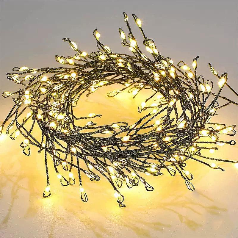 LED Firecracker Copper Wire Garland Lights - Decorative String Lights for Weddings, Festivals, and Christmas, Ideal for Home Decoration and Events
