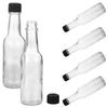 Luxshiny Clear Glass Quadra Bottles, 6-Piece Set, 150ml Thick-Walled, Empty Hot Sauce Bottles with Screw Caps, Honey, Salad Dressing Containers, Small