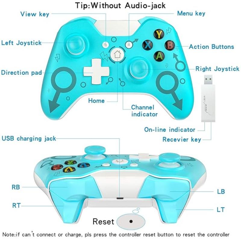 Wireless Controller for Xbox One / Xbox One S / Xbox One X / Xbox Series X / PS3 / PC, 2.4GHZ Wireless Game Controller with Dual Vibration