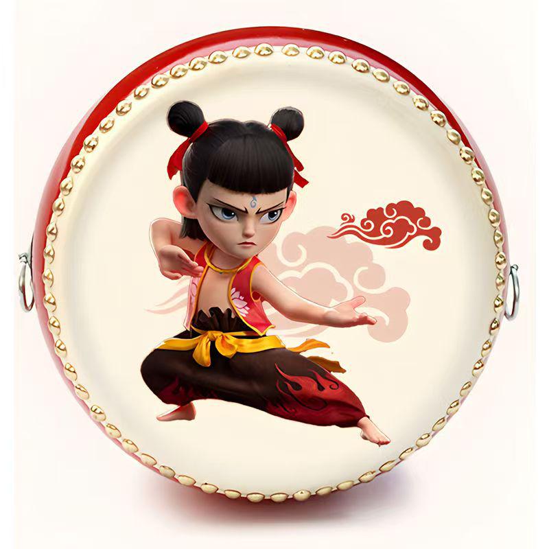 Nezha Tonggu Children s Cowhide Hand Drum - Small Percussion Instrument for Kindergarten Performances