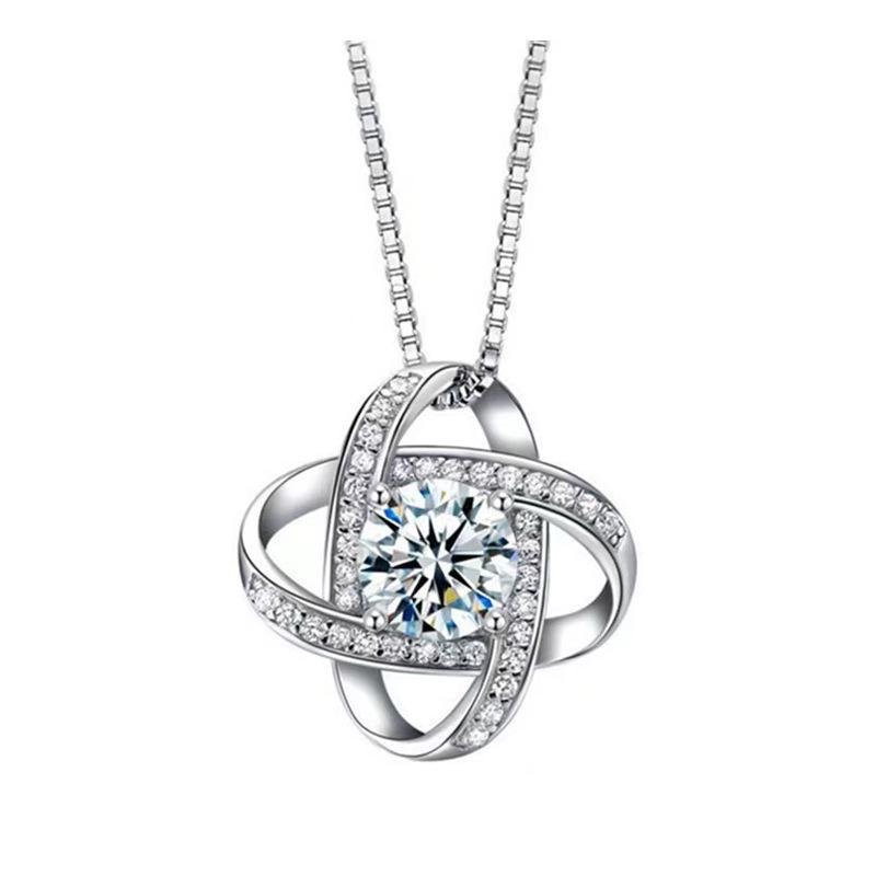 Kuaishou Douyin Light Luxury Four-Leaf Clover Zircon Pendant Necklace for Women