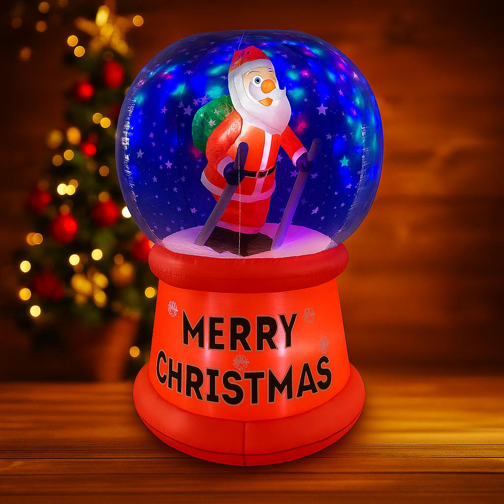 5.91FT Inflatable Santa Snow Globe Toy Xmas Yard Lawn Party Decoration Festive Gift LED Lit Christmas Supplies Home Ornament