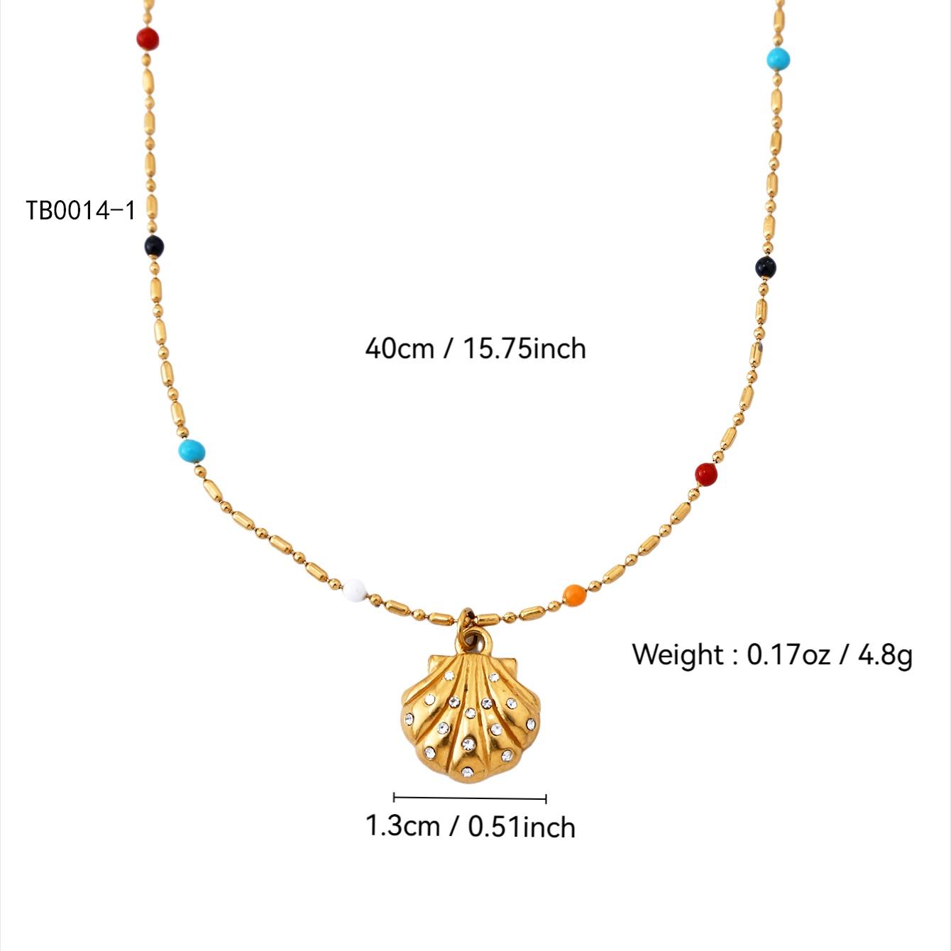 

Летняя пляжная мода Элегантный богемный стиль Нержавеющая сталь Позолота 18 карат Красочное ожерелье с подвеской из ракушки