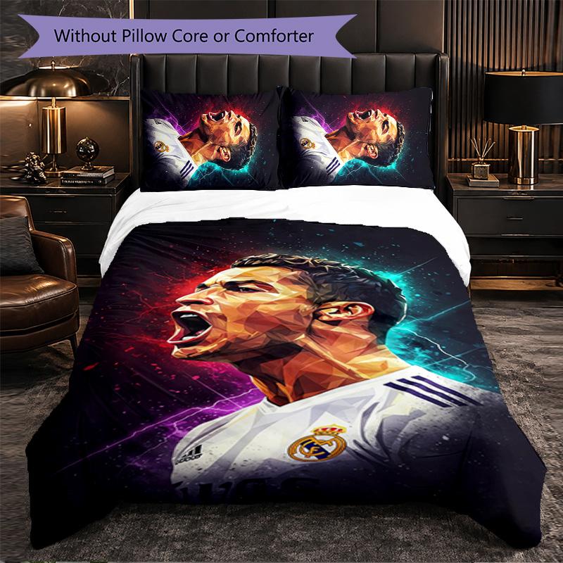 Set Biancheria da Letto Cristiano Ronaldo 3 Pezzi Morbido Set Copripiumino con Federe Set Decorazione Camera da Letto per la Casa