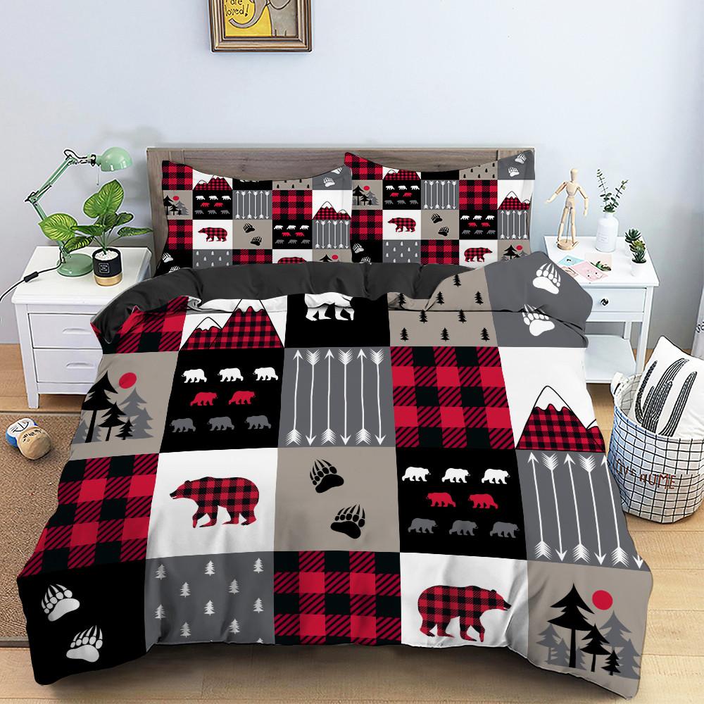 Merry Christmas Bedding Set King Queen Full Twin Size Kids Cartoon Duvet Cover Snow Comforter Cover 2/3pcs Polyester Quilt Cover