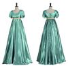 Abito Medievale di Raso Vintage Abito Vittoriano Regency Costume Cosplay Formale Vita Impero Corsetto Abito da Ballo