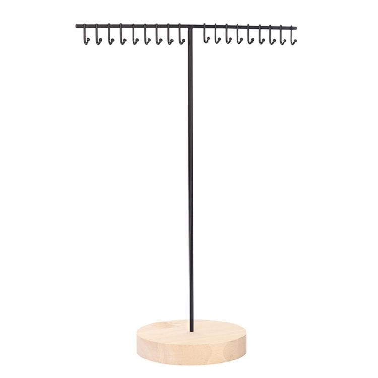 Efficient Iron Necklace Hanging Stand Space Saving Iron Necklace Hanger with Wood Base for Personal Jewelry Collection