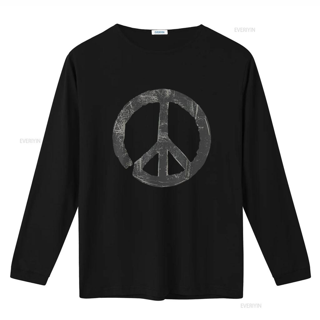 Womens Retro Vintage Distressed Design Peace Sign T Shirt White X Large Vintage Washed Unisex Graphic Breathable Soft