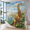 Dinosaur Art Paint Shower Curtain Bath Curtain Print Polyester Fabric Waterproof Bathroom Curtains With Hooks Bath Screen