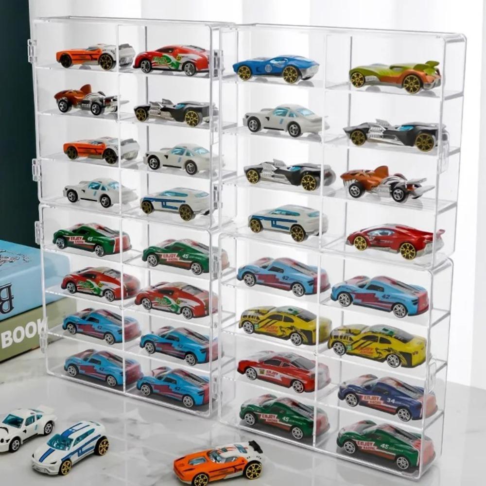 1/4pcs Dustproof Car Display Box 8 Grid Transparent Car Storage Box Acrylic Cabinet Rack Kids