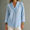 Women's Casual Striped Hoodie Loose Fit Three-Quarter Sleeve Pullover