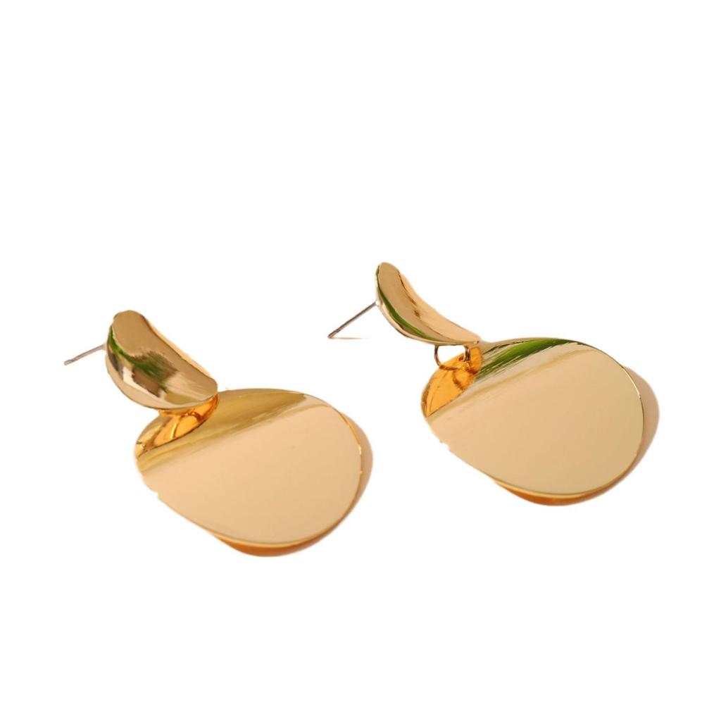 Trendy Geometric Round Disc Earrings for Women - Smooth Surface, Simple and Fashionable Korean Style