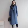 Women Jacket Turn-down Collar Pockets Solid Color Double-breasted Loose Fit Overcoat Thermal Long Sleeved Commuting Dating Spring Fall Winter Coat