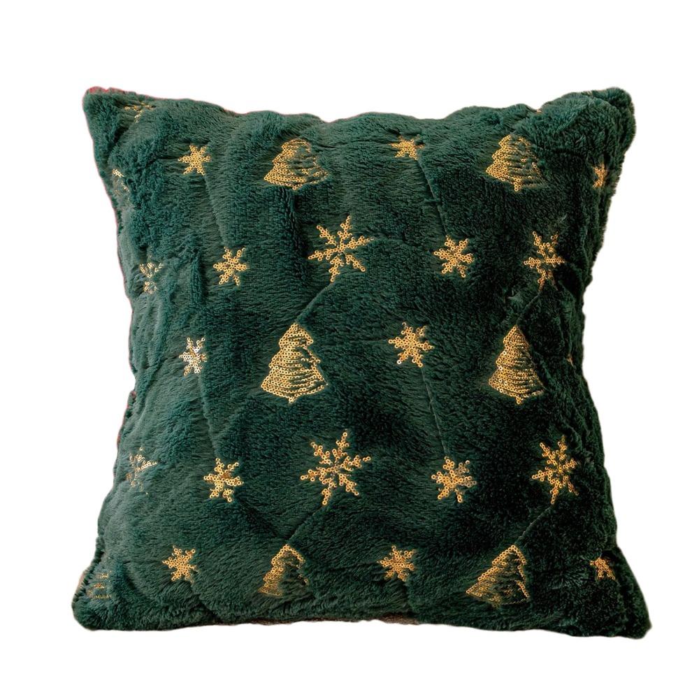 

Christmas Tree Christmas Plush Pillowcase Sequin Cushion Cover Living Room/Office зелёный