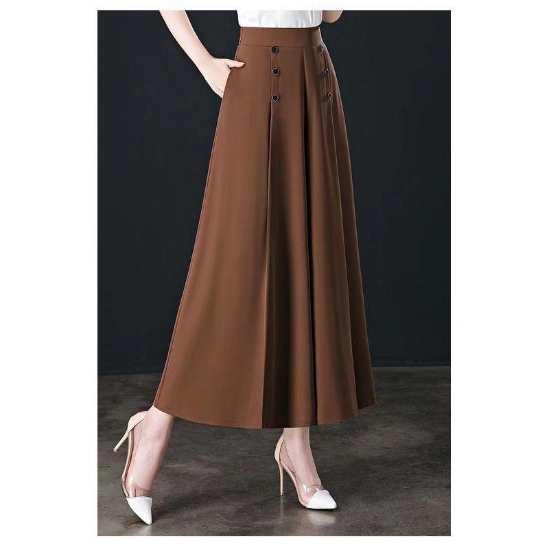

off-Season Big Sale ~ Export Export Cut Label Loose Pants Female Summer Mother Clothes Plus Size Loose Slim Looking Cover Skirt Pants Brown 4XL