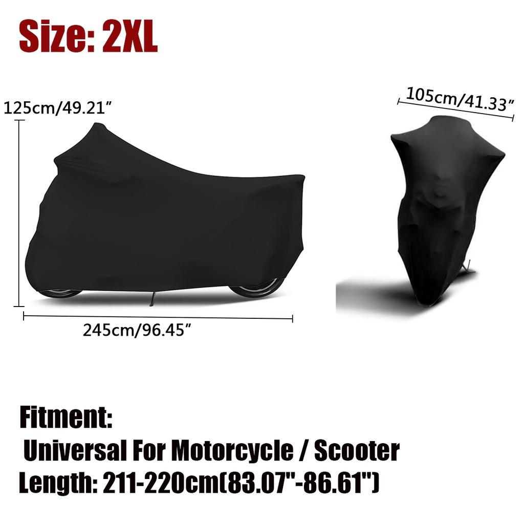 M-3XL Elastic Fabric Motorcycle Scooter Cover Sunshade Anti-UV Motorbike Dust-proof Covers Indoor Outdoor Protection Black