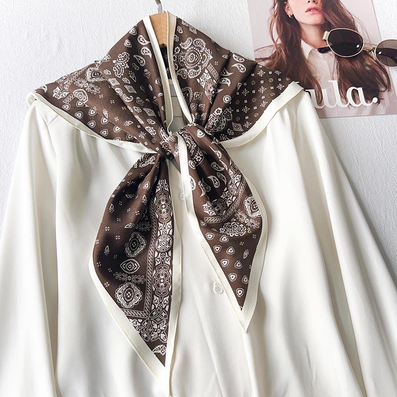 Matching Shirt French British Cashew Silk Scarf Neck High-end Shawl Triangle Scarf Belt Thin Waist Scarf