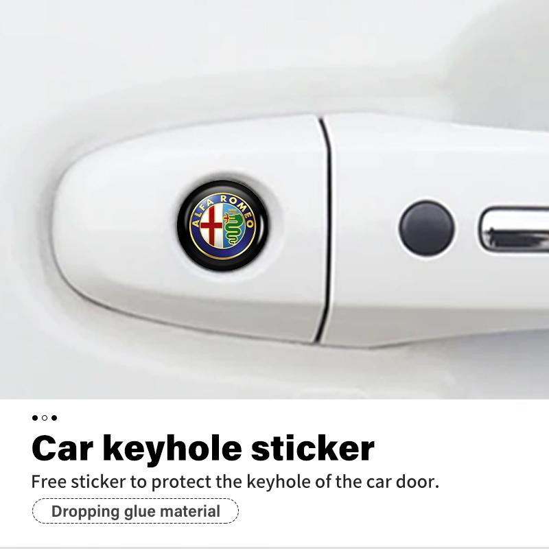 8pcs Car Door Lock Keyhole Stickers Protector Lock Core Decal For Alfa Romeo Giulia 147 Mito 156 159 166 GT Stelvio Brera