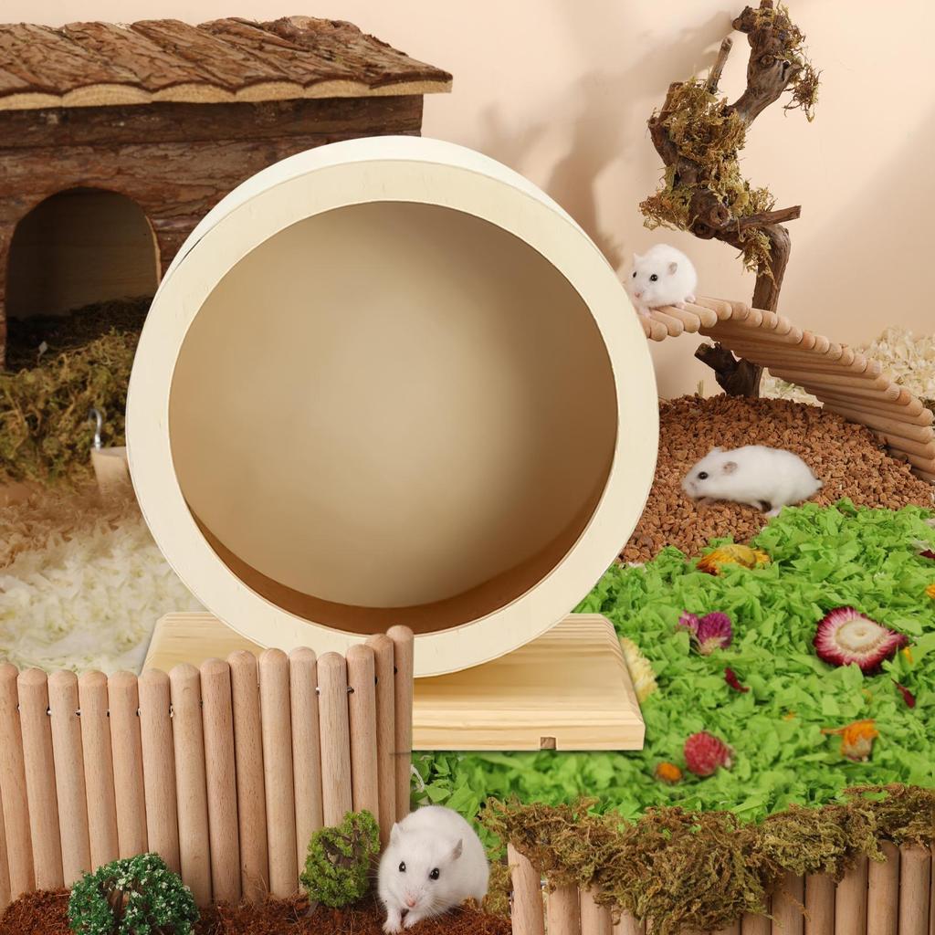 Přírodní dřevěné tiché víceúčelové běžecké kolo Netoxická cvičební hračka pro křečky Odolné cvičební doplňky pro malá zvířata