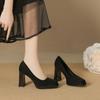 - High Heels for Women's Autumn and Winter New Waterproof Table Mary Jane Shoes Thick Heel Pointed Head Shallow Mouth Single Shoes for Women